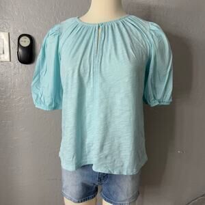 Old Navy Puff Sleeve Slub Knit Top, Blue, S